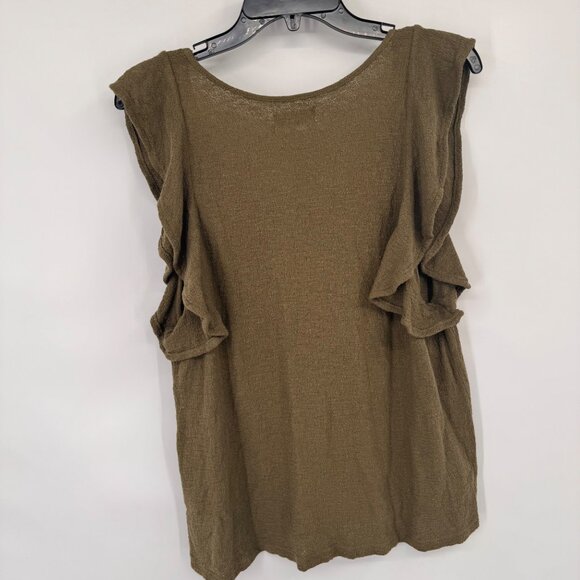 MADEWELL Womens Size Large Olive Green Cotton Ruffle Sleeve Scoop Neck Tank Top - Picture 8 of 14